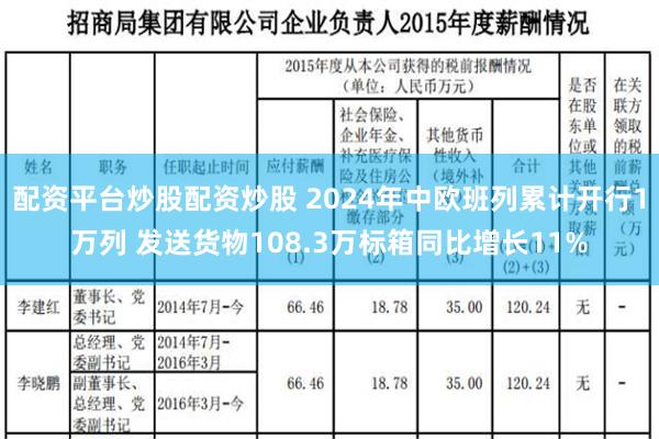 配资平台炒股配资炒股 2024年中欧班列累计开行1万列 发送货物108.3万标箱同比增长11%