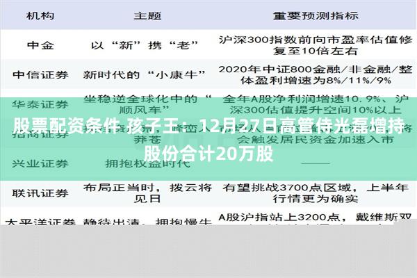 股票配资条件 孩子王：12月27日高管侍光磊增持股份合计20万股