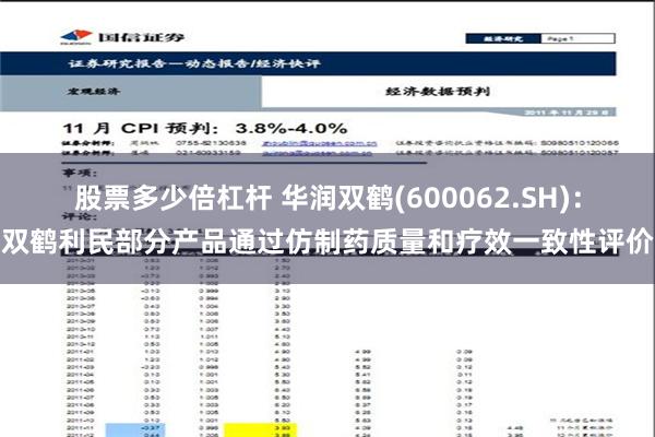 股票多少倍杠杆 华润双鹤(600062.SH)：双鹤利民部分产品通过仿制药质量和疗效一致性评价