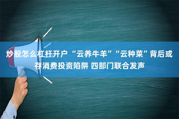 炒股怎么杠杆开户 “云养牛羊”“云种菜”背后或存消费投资陷阱 四部门联合发声